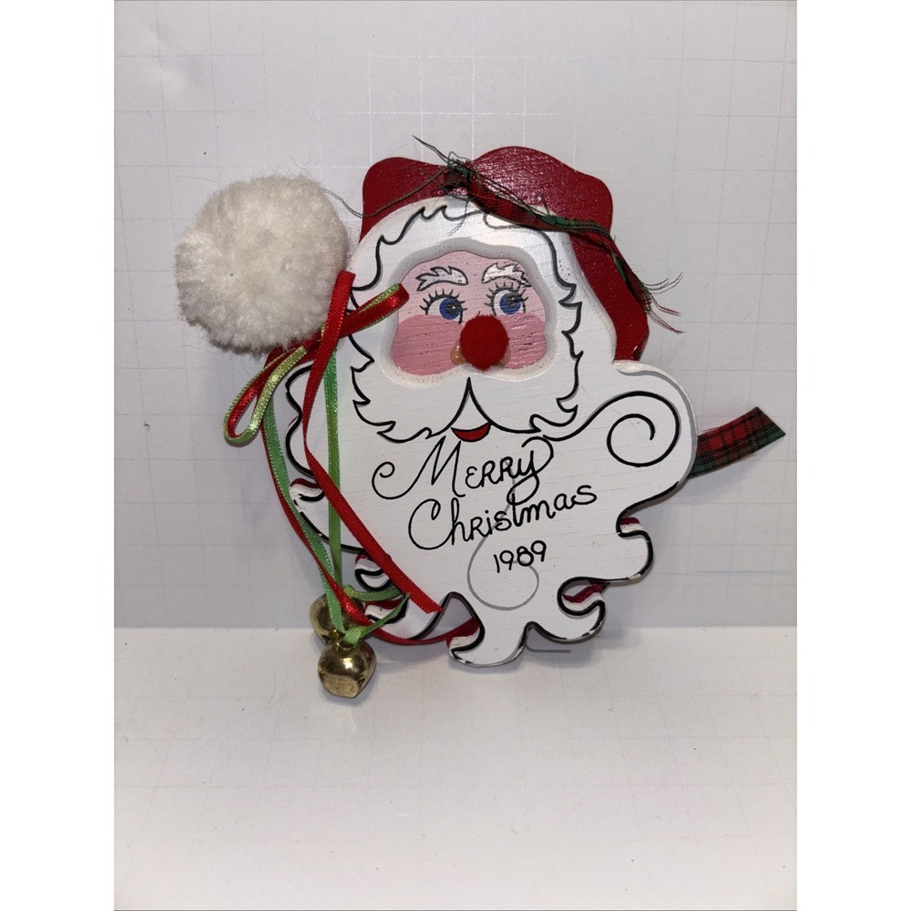 Vintage Kurt Adler Santa Ornament Wood Christmas Jingle Bells